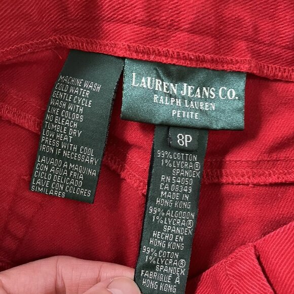 Vintage Lauren Jeans Co Ralph Lauren Jeans Womens 8P Red Denim Preppy Y2K - Picture 3 of 8